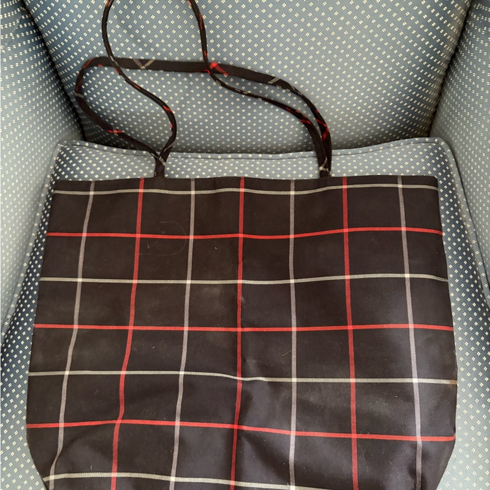 Burberry Black Plaid Tote Bag